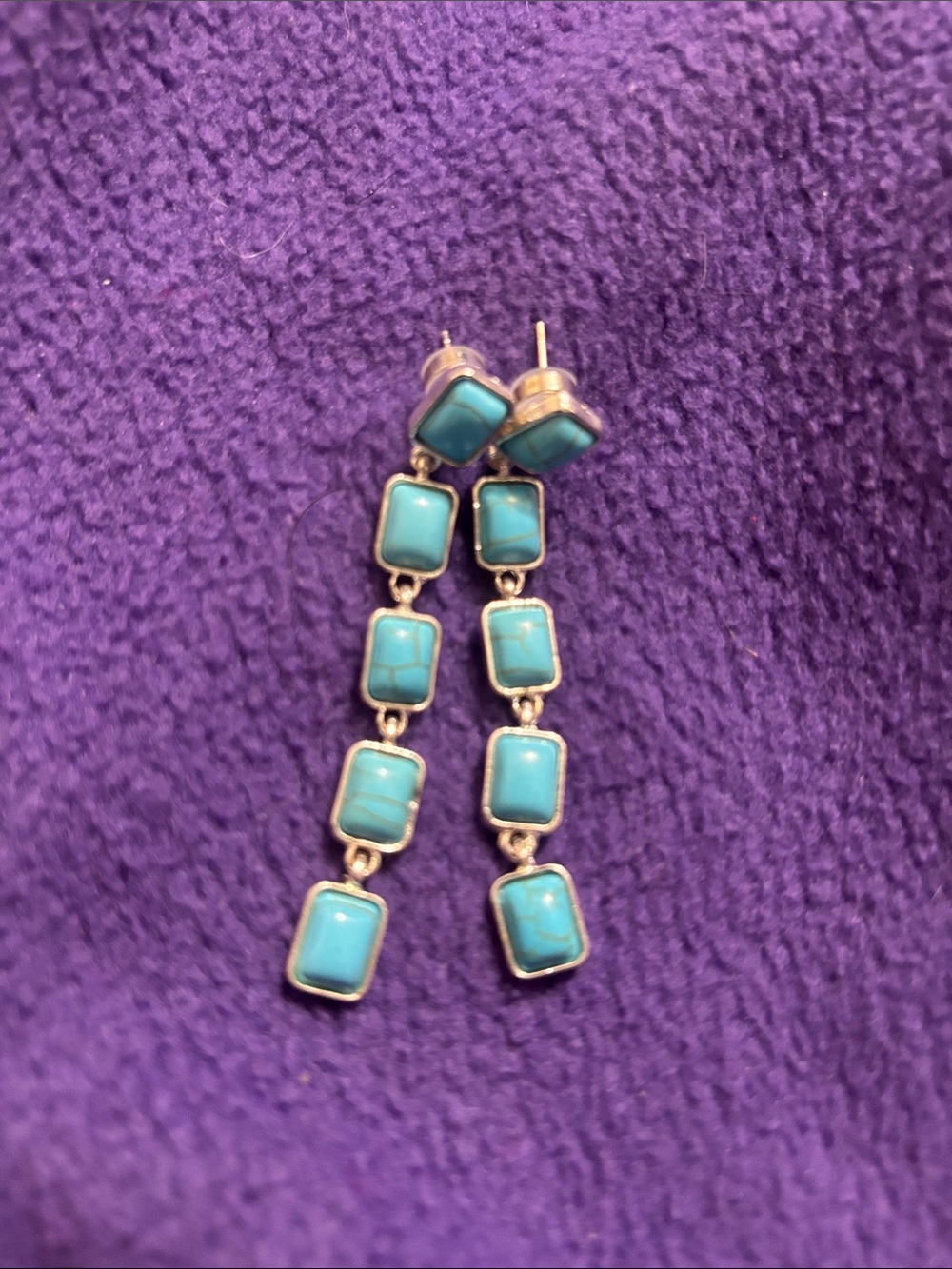 Turquoise Stone Drop Dangle Earrings
